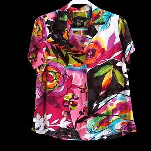 Jams World Hawaiian Shirt M Sherbet Garden Art-to-Wear Aloha Vibrant